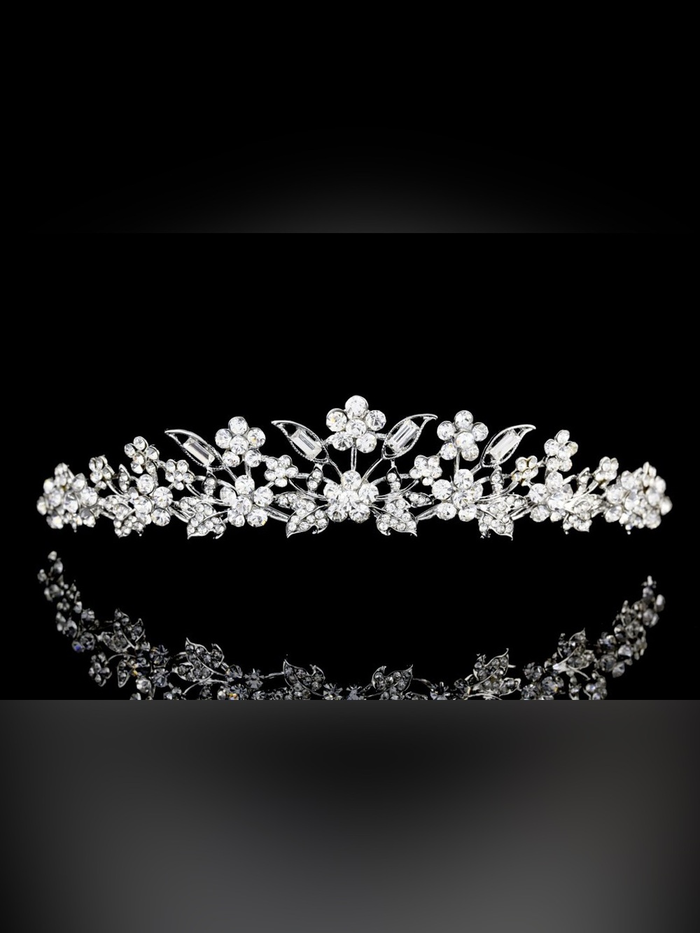 Crystal Floral Bridal Tiara - Silver Sparkle